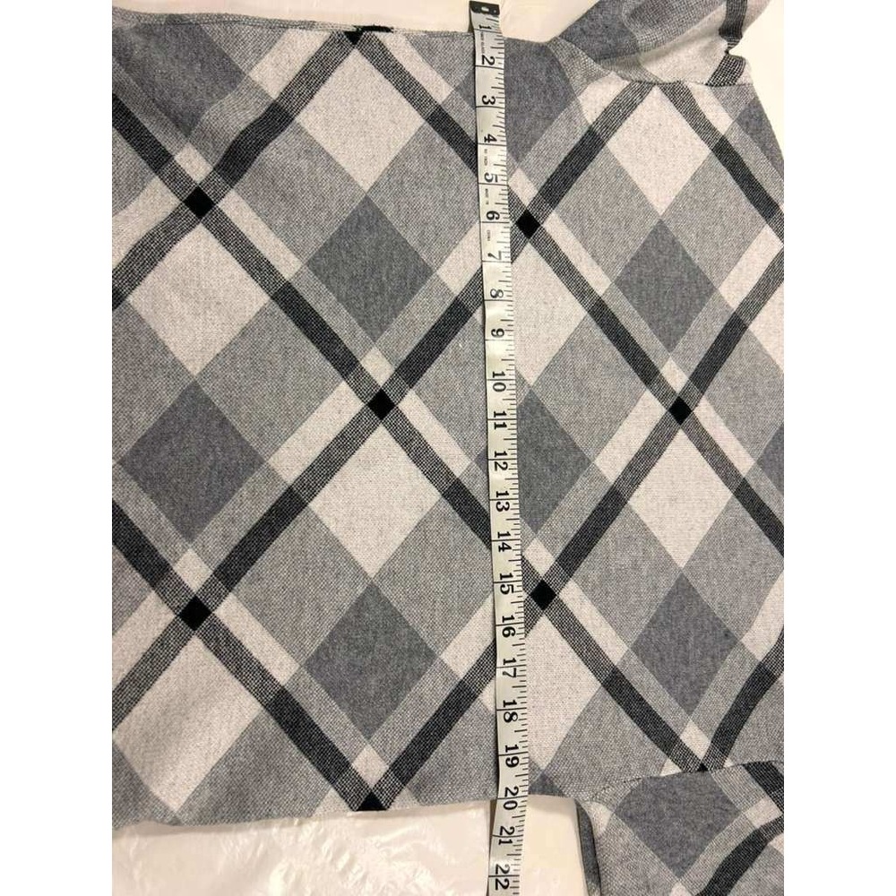 Rachel Zoe Womens XS Grey White Plaid Mock Neck Long Sleeve Knit Sweater Top - Picture 8 of 11